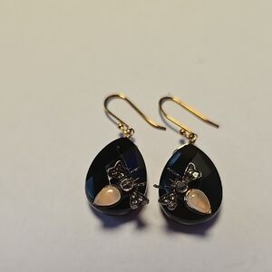 Early Alexis Bittar Onyx Bug Earrings